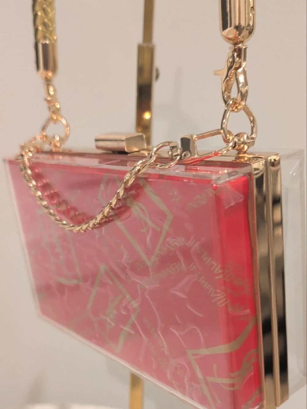 Upcycled Novelty Saint Laurent Red Acrylic Box Clutch